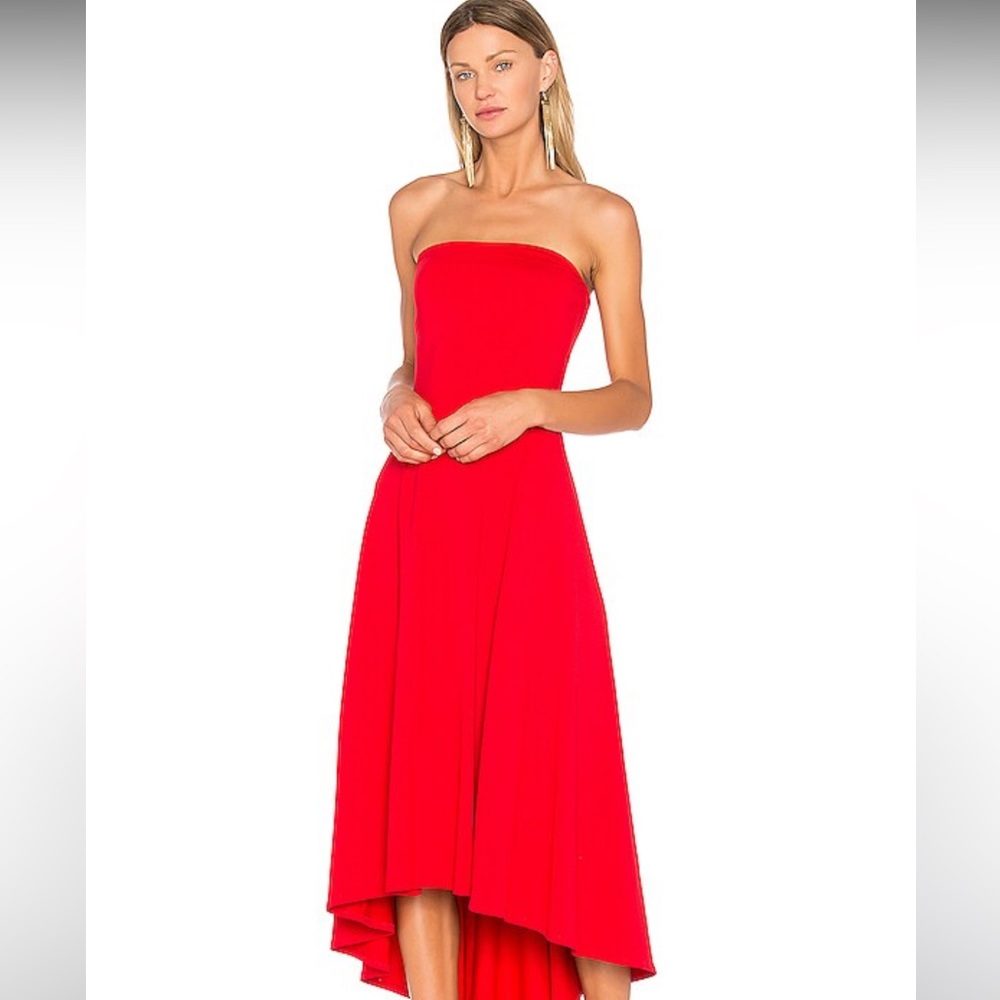 Susana Monaco hi low red strapless dress